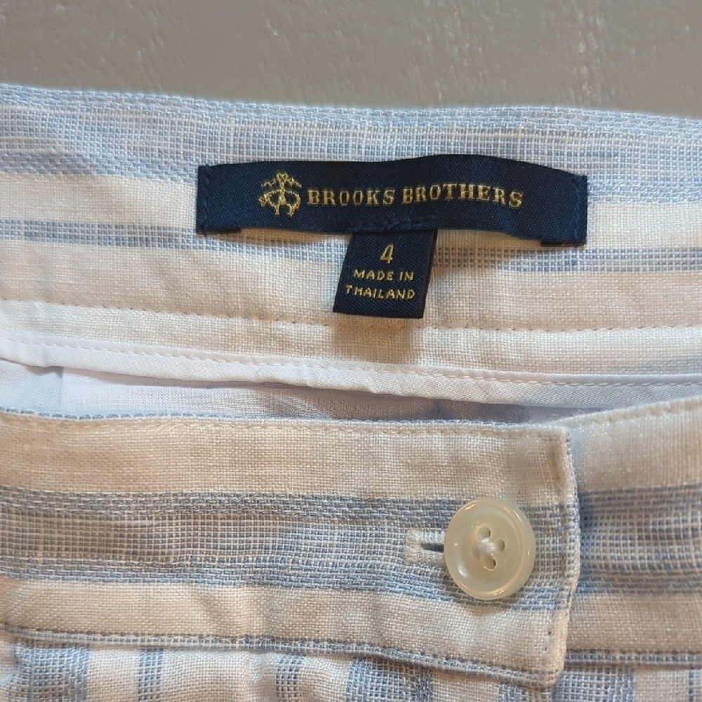 Brooks Brothers Linen Skirt Button-Front Blue White size 4 - Picture 4 of 7